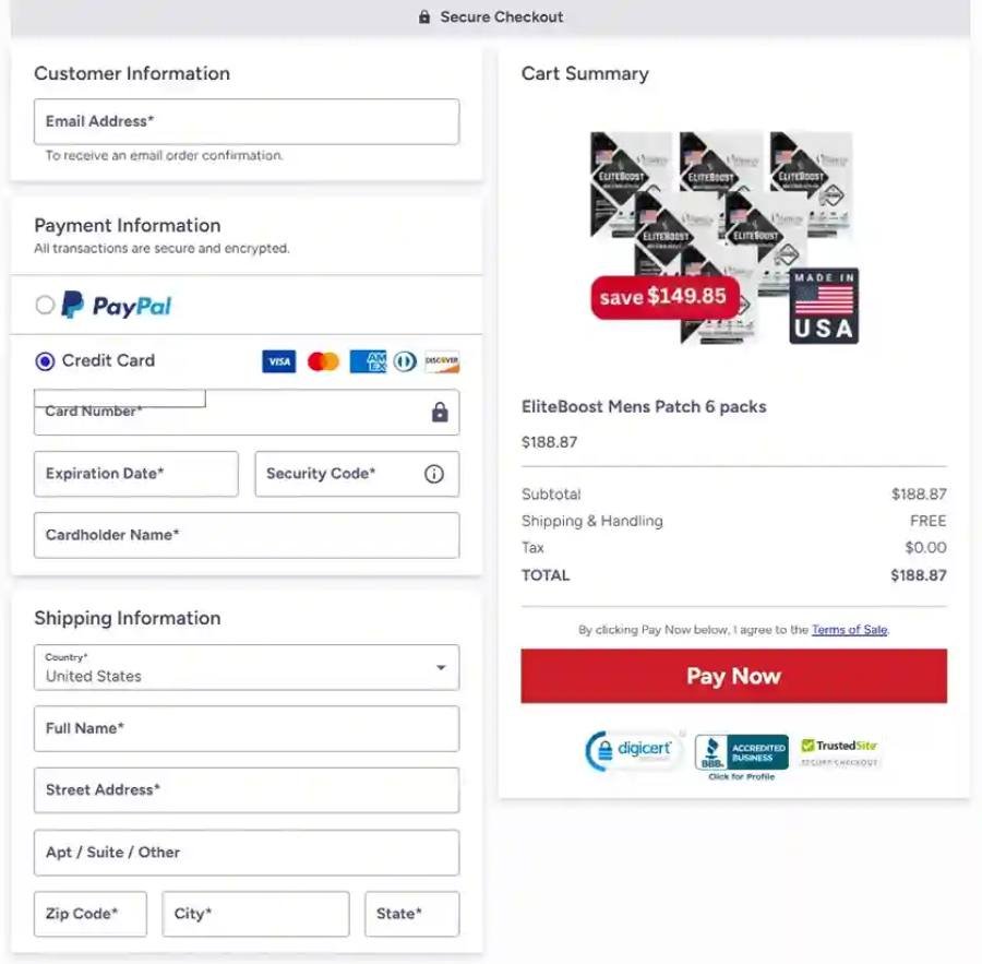 EliteBoost Men's Patch safe and secure online order